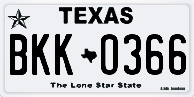 TX license plate BKK0366