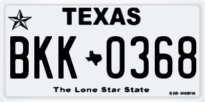 TX license plate BKK0368