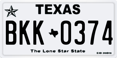TX license plate BKK0374