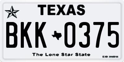 TX license plate BKK0375