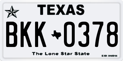 TX license plate BKK0378