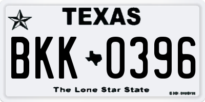 TX license plate BKK0396