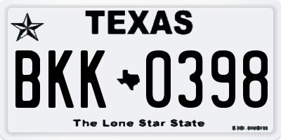 TX license plate BKK0398