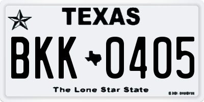 TX license plate BKK0405