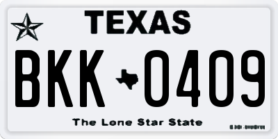 TX license plate BKK0409