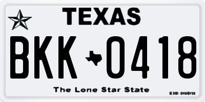 TX license plate BKK0418