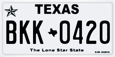 TX license plate BKK0420
