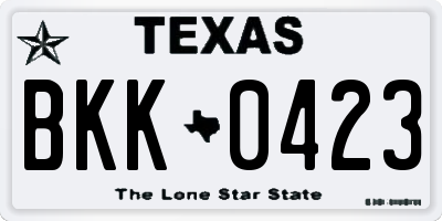 TX license plate BKK0423