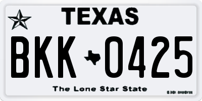 TX license plate BKK0425