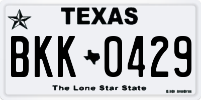 TX license plate BKK0429