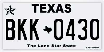 TX license plate BKK0430