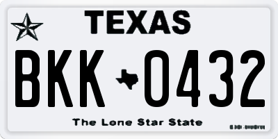 TX license plate BKK0432