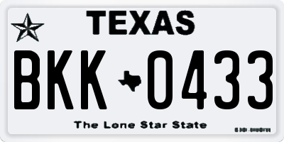TX license plate BKK0433