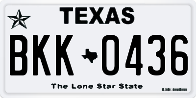 TX license plate BKK0436