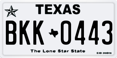 TX license plate BKK0443