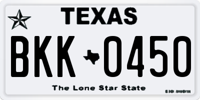 TX license plate BKK0450