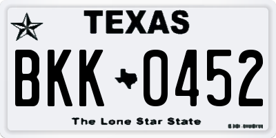 TX license plate BKK0452