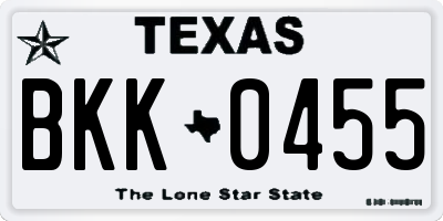 TX license plate BKK0455