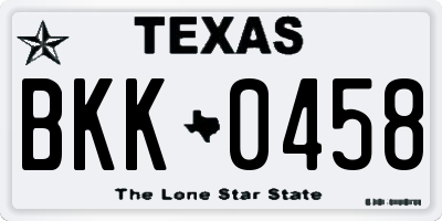 TX license plate BKK0458
