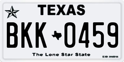 TX license plate BKK0459
