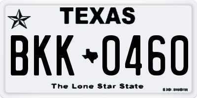 TX license plate BKK0460