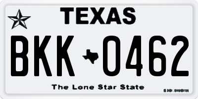 TX license plate BKK0462
