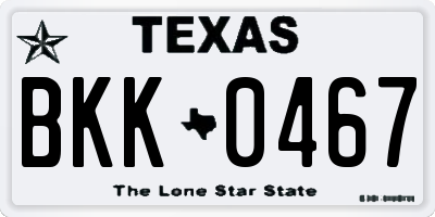 TX license plate BKK0467