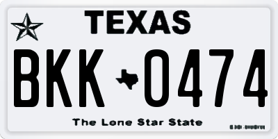 TX license plate BKK0474