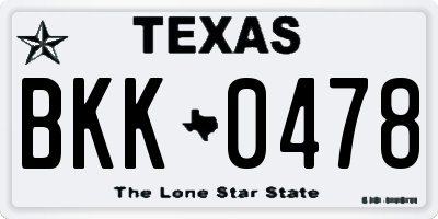 TX license plate BKK0478