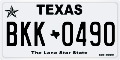 TX license plate BKK0490