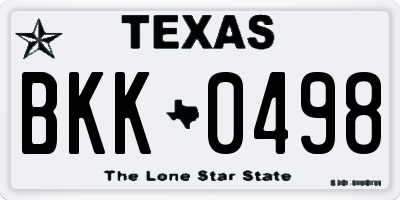 TX license plate BKK0498
