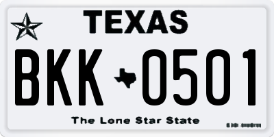 TX license plate BKK0501