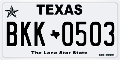 TX license plate BKK0503