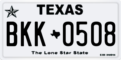 TX license plate BKK0508