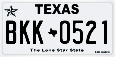 TX license plate BKK0521