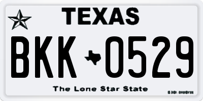 TX license plate BKK0529