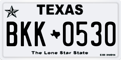 TX license plate BKK0530