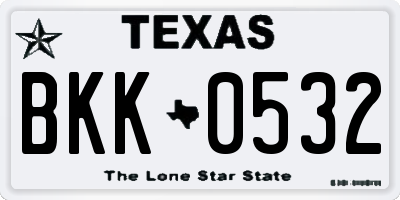 TX license plate BKK0532