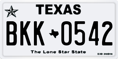 TX license plate BKK0542