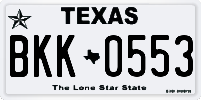 TX license plate BKK0553
