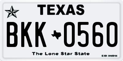 TX license plate BKK0560