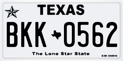 TX license plate BKK0562