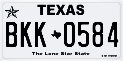 TX license plate BKK0584