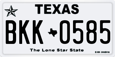 TX license plate BKK0585