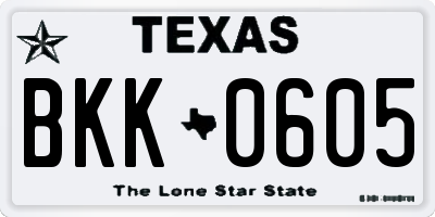 TX license plate BKK0605