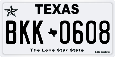 TX license plate BKK0608