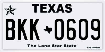 TX license plate BKK0609