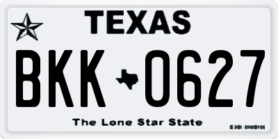 TX license plate BKK0627