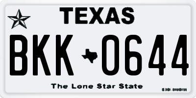 TX license plate BKK0644