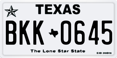 TX license plate BKK0645